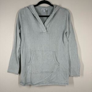 NWT Barefoot Dreams Sunbleached Cotton Bonfire Hoodie Blue Gray Ocean Size XS